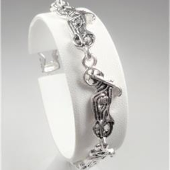 SILVER TONE HARLEY MOTORCYCLE BIKER CHARM BRACELET - Picture 4 of 5